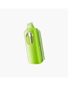 Romo Hex 50K disposable vape kit in Sour Apple Ice colorway with compact curved design, visible e-liquid window, integrated mouthpiece, and modular pod plus power bank system