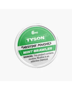 Tyson 2.0 nicotine pouches mint brawler flavor 6mg strength tobacco free discreet smokeless nicotine product