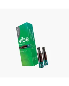 Vuse Vibe Menthol tanks 2-pack, green box with two pre-filled 2mL flavor tanks for Vuse Vibe device
