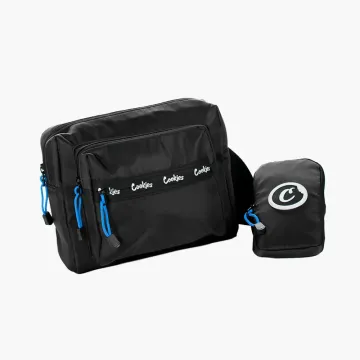 Cookies Charter smell proof crossbody shoulder bag, black, with detachable phone case