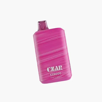 Czar CZ9000 disposable vape in Cherry Lemon flavor with compact box design, translucent mouthpiece, and smooth matte finish body

