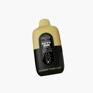 Fifty Bar X Fruitia 20K Disposable Vape front view with LED digital display showing stats