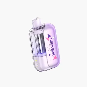 Geek Bar CLR 50K disposable vape with transparent e-liquid tank, dual-mode performance, LED display, and compact rechargeable design for up to 50,000 puffs