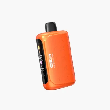 HorizonTech 100K disposable vape in orange finish with Cherry Slush flavor and side screen display