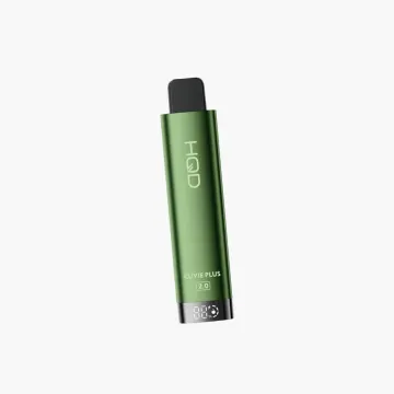 HQD Cuvie Plus 2.0 disposable vape in green metallic finish with slim design and LED screen display