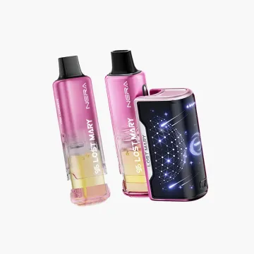 Lost Mary Nera Fullview 70K vape kit with two pods and full screen display in pink design