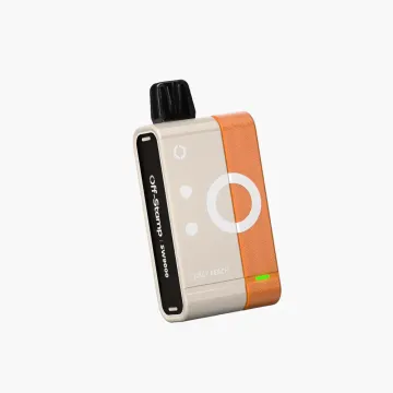 Off-Stamp SW9000 Kit disposable vape device in Juicy Peach flavor with modular pod system, LED indicator, and dual-tone design