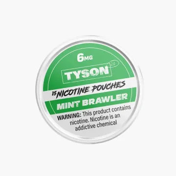 Tyson 2.0 nicotine pouches mint brawler flavor 6mg strength tobacco free discreet smokeless nicotine product