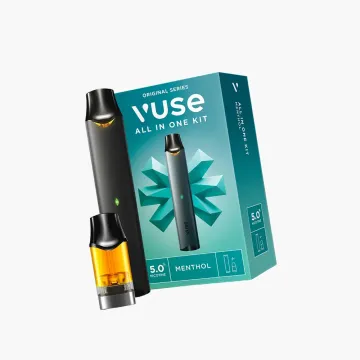Vuse Alto All in One Kit Menthol 5.0% nicotine black pod device with Original Series retail box and pre-filled pod