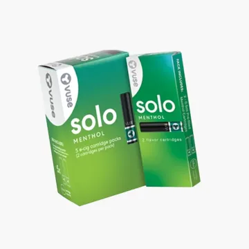 Vuse Solo Menthol cartridges, green outer box of 5 packs with two 0.5mL pre-filled cartridges per pack
