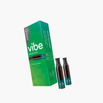 Vuse Vibe Menthol tanks 2-pack, green box with two pre-filled 2mL flavor tanks for Vuse Vibe device