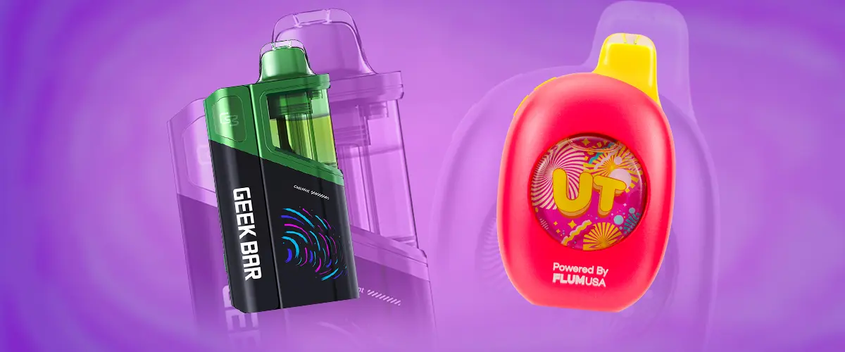 Geek Bar Clio Platinum 50K and Flum UT 50K premium disposable vapes