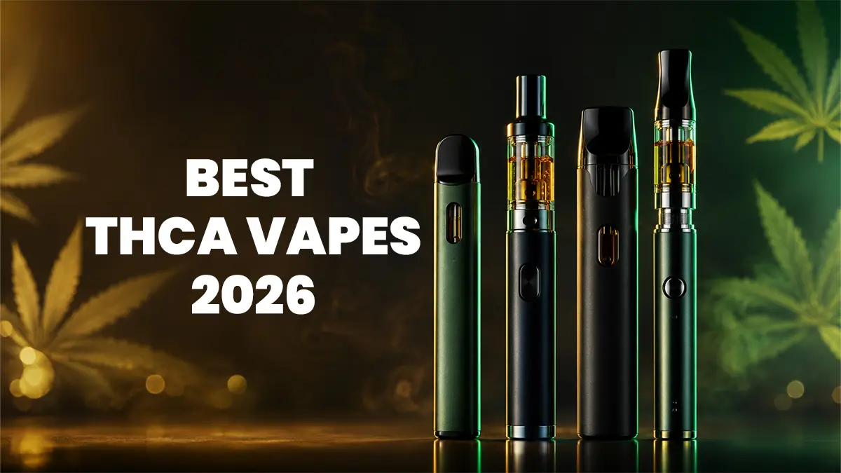Best THCA vapes 2026 hero with top disposables and cartridges