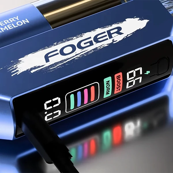 Foger Switch Pro 30K OLED display showing charging animation while plugged into USB-C