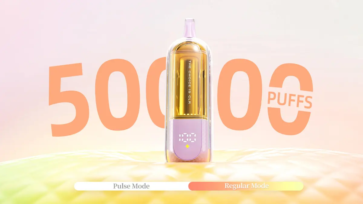 Geek Bar CLR 50K 3D Waterfall Glow LED effect illuminating transparent body during draw