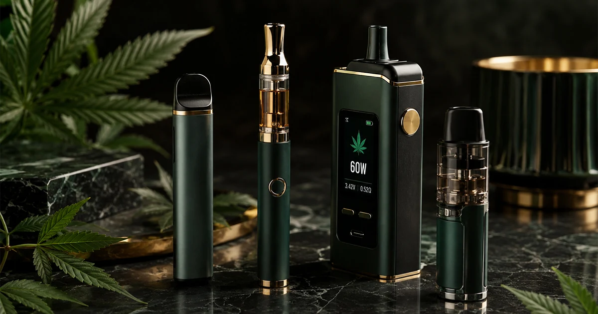 Collection of hemp-derived THC vapes including disposables and cartridges