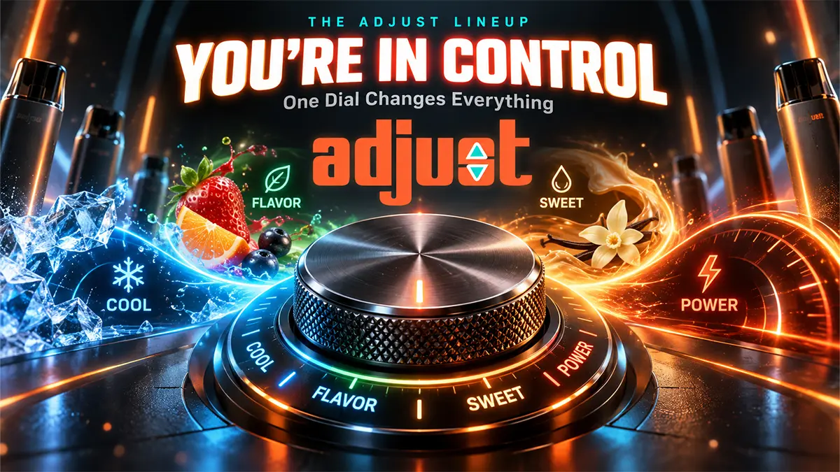 Adjust 40K vape lineup concept with a control dial for cool, flavor, sweet, and power settings