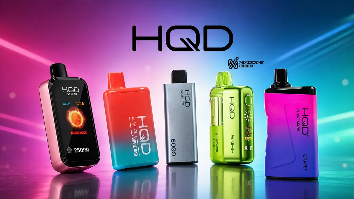 HQD vape lineup at Vape City USA including Cuvie Slick 6000, Cuvie Bar 7000,   Mars 8000, Cuvie Plus 2.0, Shisha 20K, Everest 25K, and Snap 50K Kit
