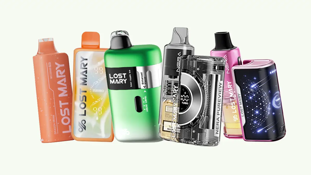 Lost Mary vapes 2026 lineup featuring five devices from 20K to 70K puffs