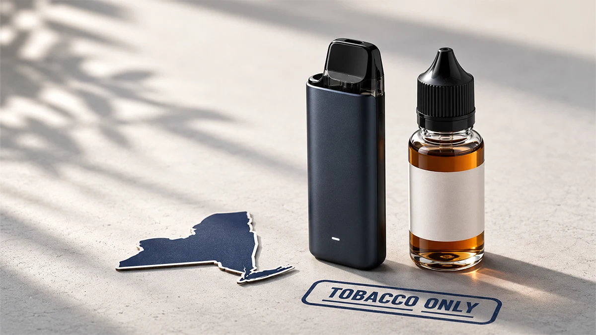 New York vape laws 2026 explained with tobacco-only nicotine vapes   that stay legal under the state flavor ban