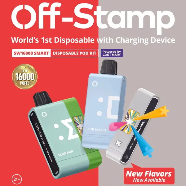 Off Stamp SW16000 modular vape kit with swappable pod and smart battery