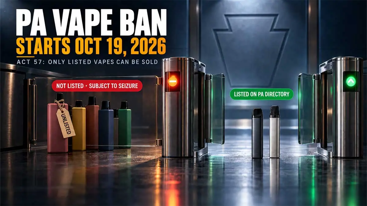 PA vape ban Act 57: unlisted disposables blocked, listed vapes allowed