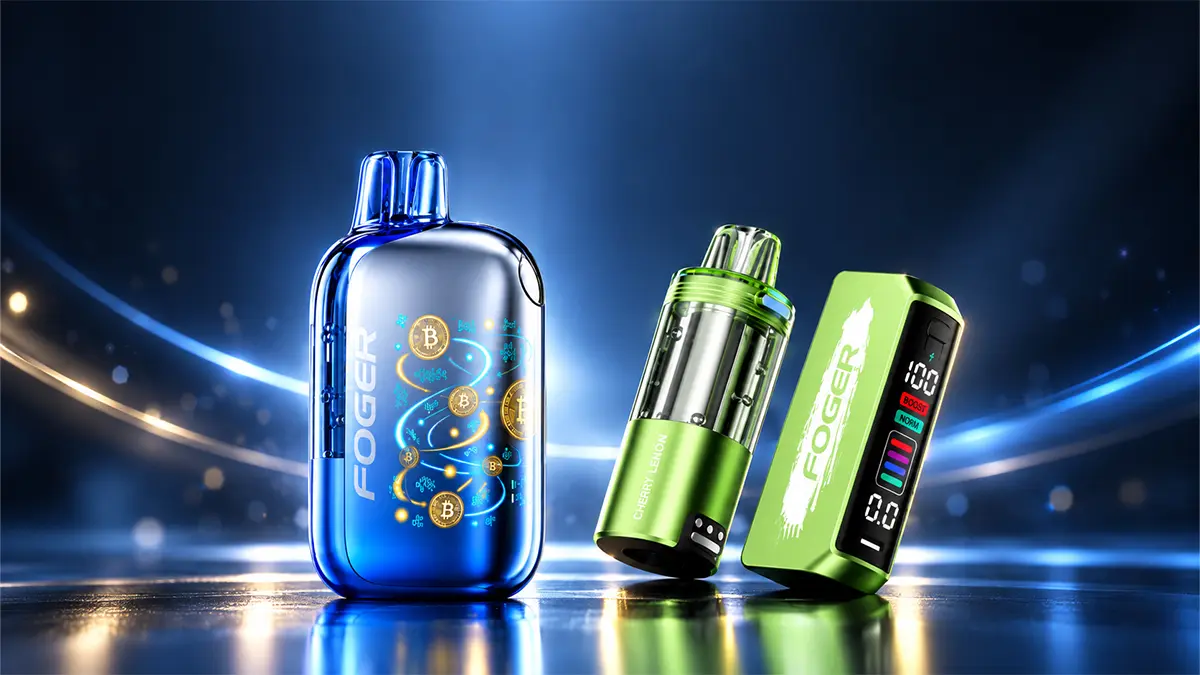 What is a Foger vape — the sealed Bit 35K beside the modular Switch Pro power bank and pod