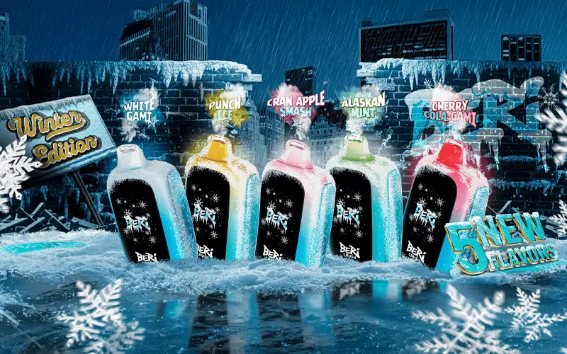 Beri Crush Winter Edition with 5 new flavors: White Gami, Punch Ice, Cran Apple Smash, Alaskan Mint and Cherry Cola Gami